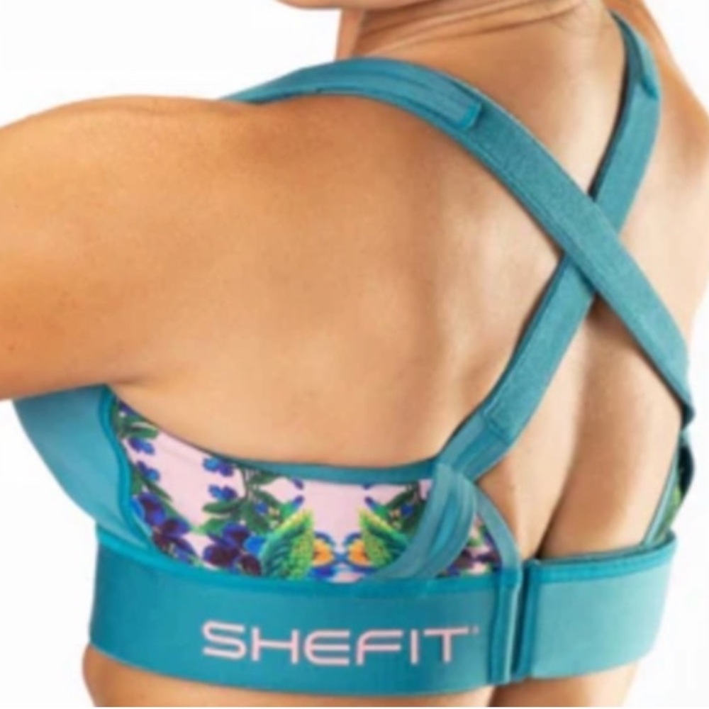 Shefit X Barbeline London 2Luxe Logo Flex Sports Bra Adjustable Zip Up Floral
